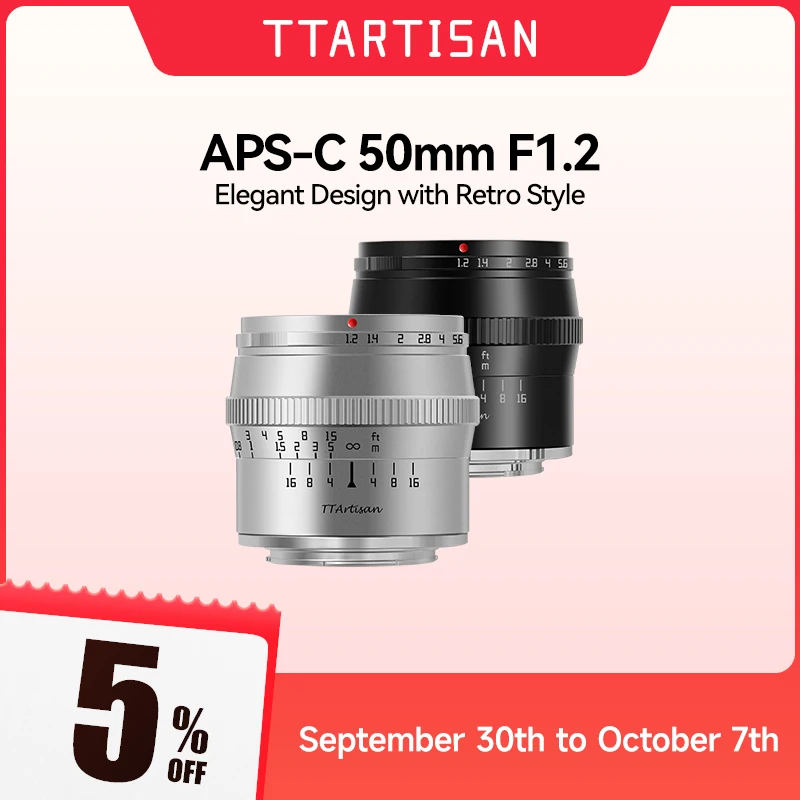 

Объектив TTArtisan 50 мм F1.2 для портретной камеры с большой диафрагмой для Sony E Mount FUJIfilm X Canon M Nikon Z Panasonic Olympus M43 объектив