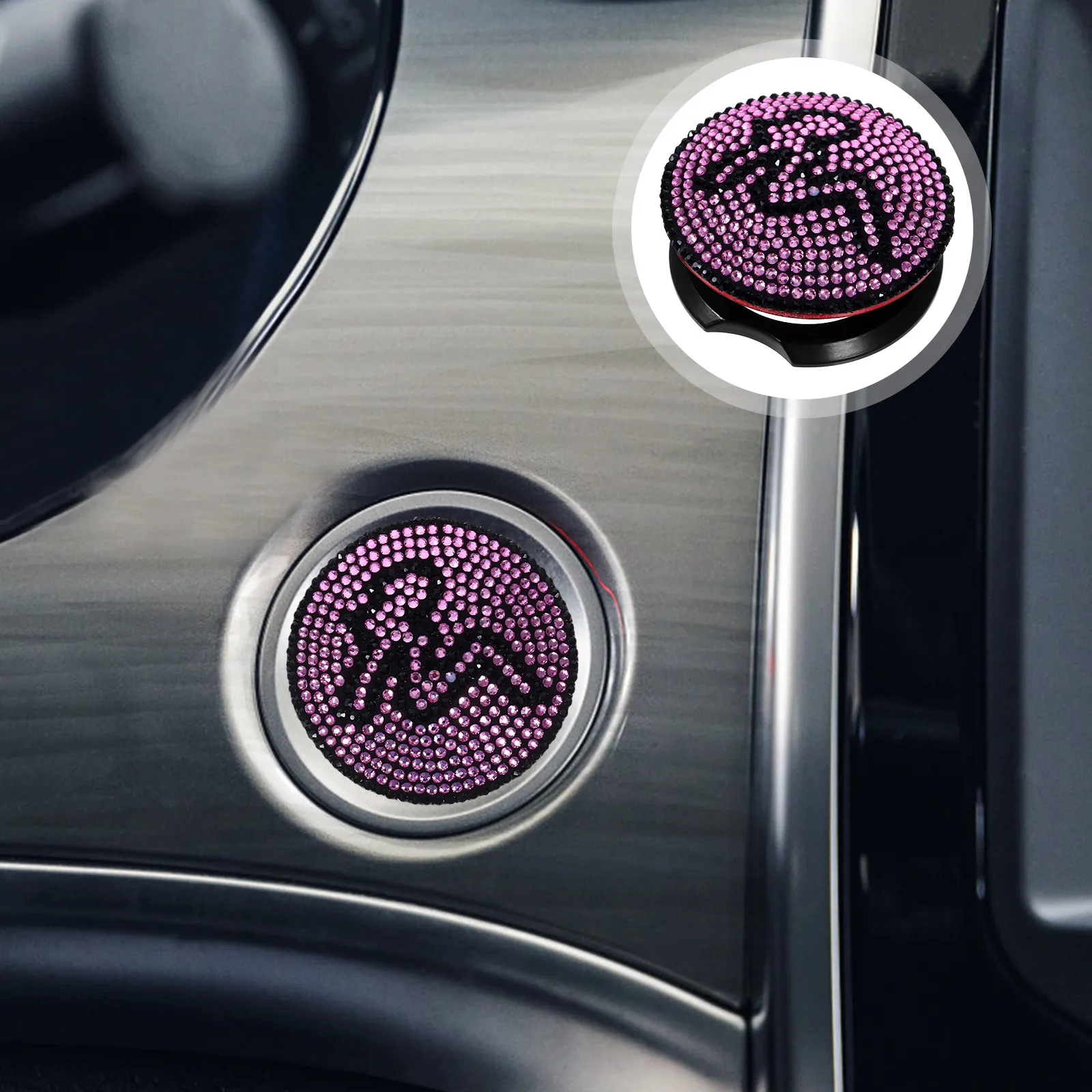 

Luxury Rhinestone Car Engine Start Button Cover Push To Stop Decoration Bling Accessories For Women Durable Scratch Resistant