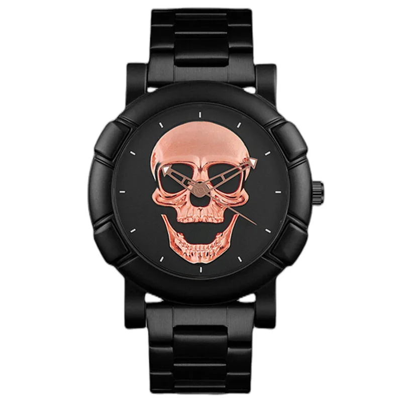 3D Skull Watches Men Fashion Casual Stainless Steel Quartz Clock Male Outdoor Sports Military Wristwatch Relogio Masculino Hot