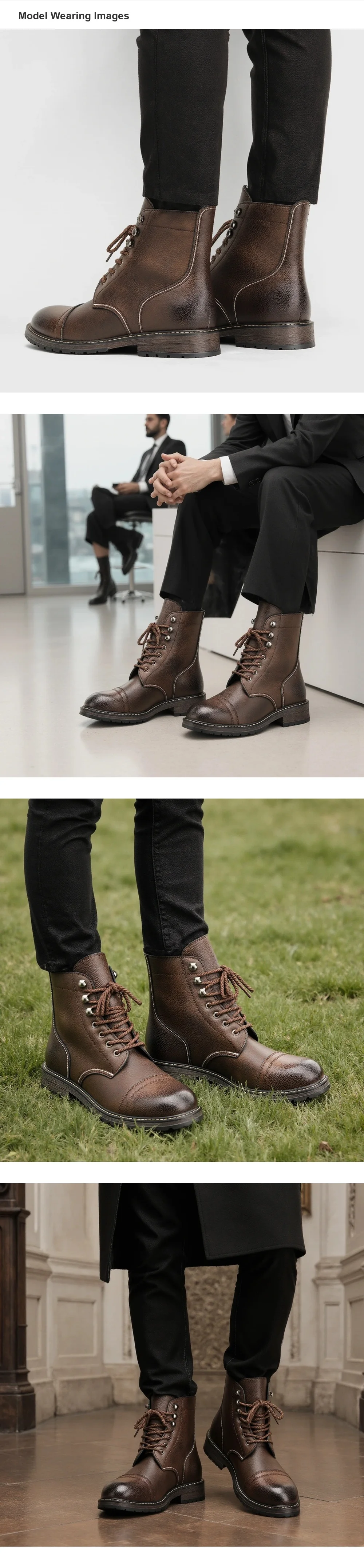 Lederstiefel 2026 Marke Casual Bequeme Modische Stiefel Schuhe für Herren – Detail 1