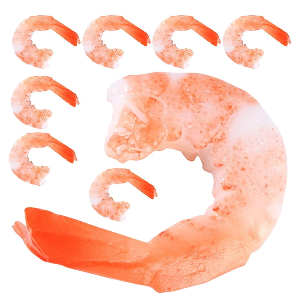 

8 Pcs Imitation Shrimp Food Display Props Artificial Cooked Model Models Pvc Lifelike Peeled