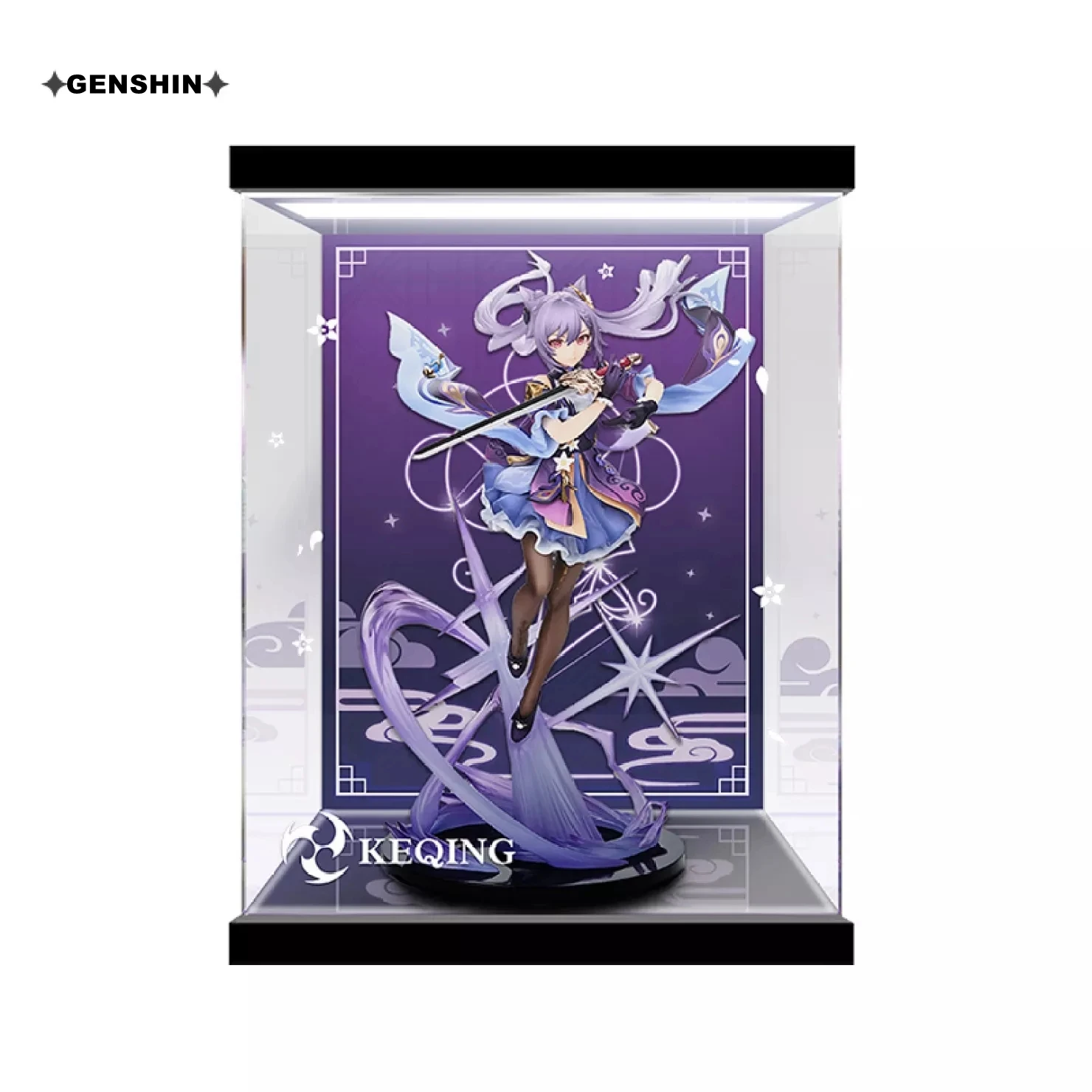 

Game Genshin Impact Cosplay Props Keqing Ver. 1/7 Figure Display Box Anime LED Glowing Acrylic Ornament Xmas New Year Gift