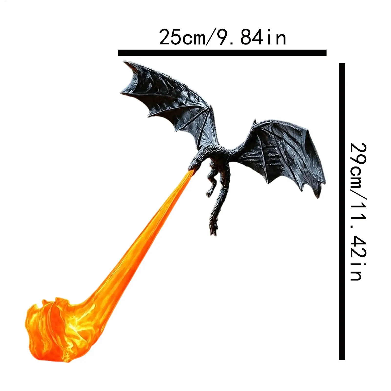 Dragon Bookshelf Nook Light 3D Printed Fantasy Sculpture 3D Dragon Flame Book Nook Statue for Halloween Shelf Display