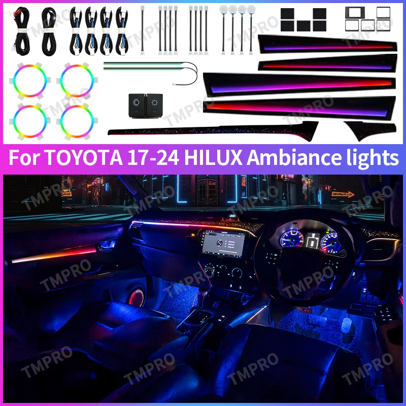 

Applicable for 2017-2024 Toyota Hilux 64 Colors LED Safety assistance systems Ambient Lighting For Right hand rudder Interior