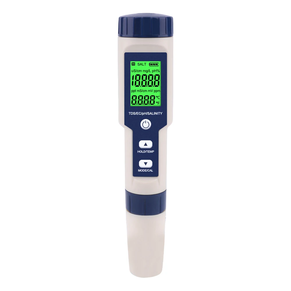 

5 in 1 Digital TDS/EC/PH/Salinity/Temperature Meter TDS EC PH Salinity Temperature Meter Digital Water Quality Monitor Tester