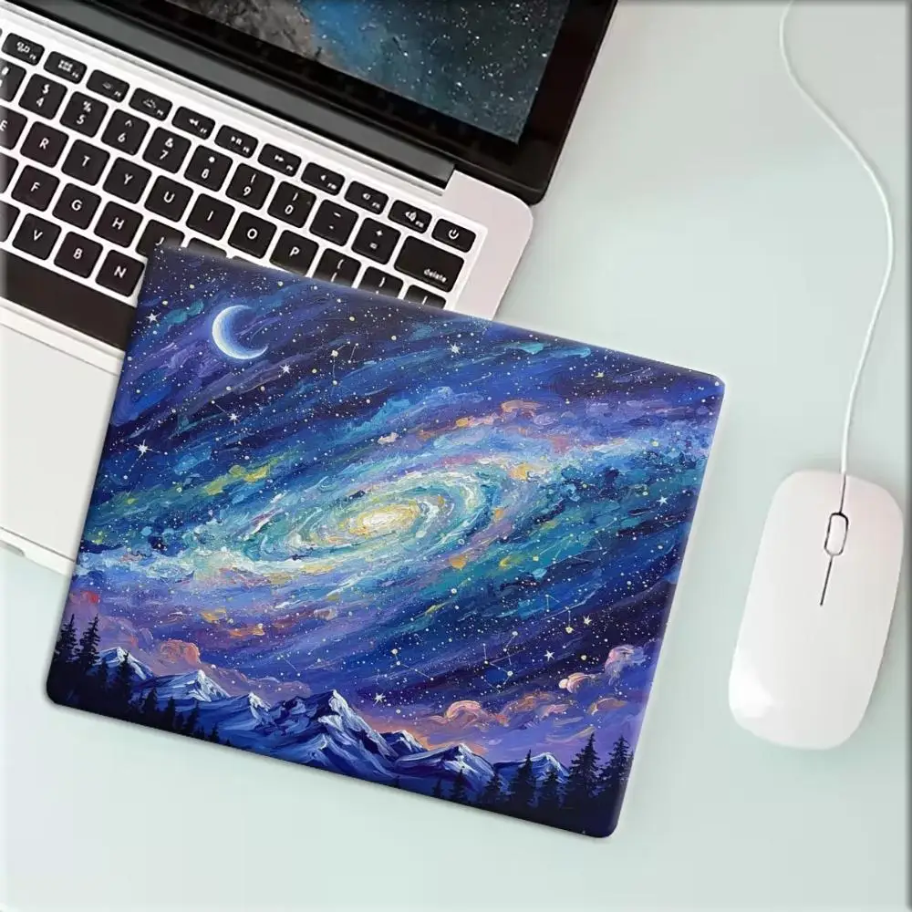 Van Gogh Style Starry Moon Mountain Galaxy Oil Painting small Nootbook Game Rug mousepad 22*18/25*29CM 40*45 NonSlip Rubber Base