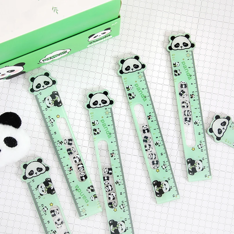 1 stks Leuke Panda Heerser Schoolbenodigdheden Regla 15 cm Tekengereedschap School Accessoires Fournitures Scolaires Kawaii Briefpapier Regels