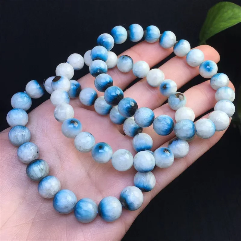 8MM Natural Blue Velvet Stone Bracelet Fashion Energy Stone Reiki Healing Crystal Strand Fengshui Gift 1PCS