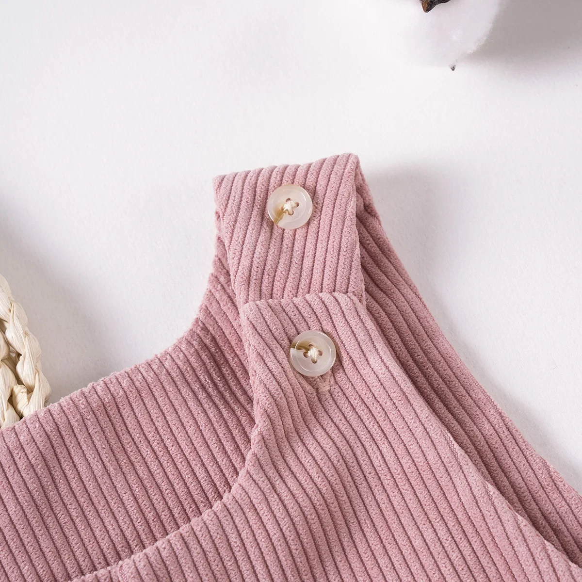 Girls Toddler Summer Solid Colour Strappy Trousers Bear Pattern Pocket Button Design Sweet Cute Fashion Birthday Gift
