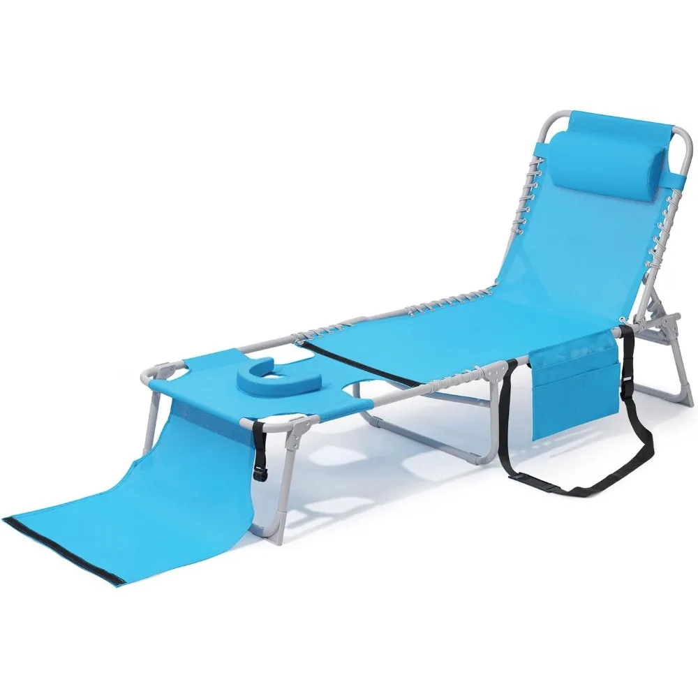 

Portable Tanning Chair with Face & Arm Hole- Chaise Lounge Chair for Outdoor Pool, Sunbathing and Reading on Stomach