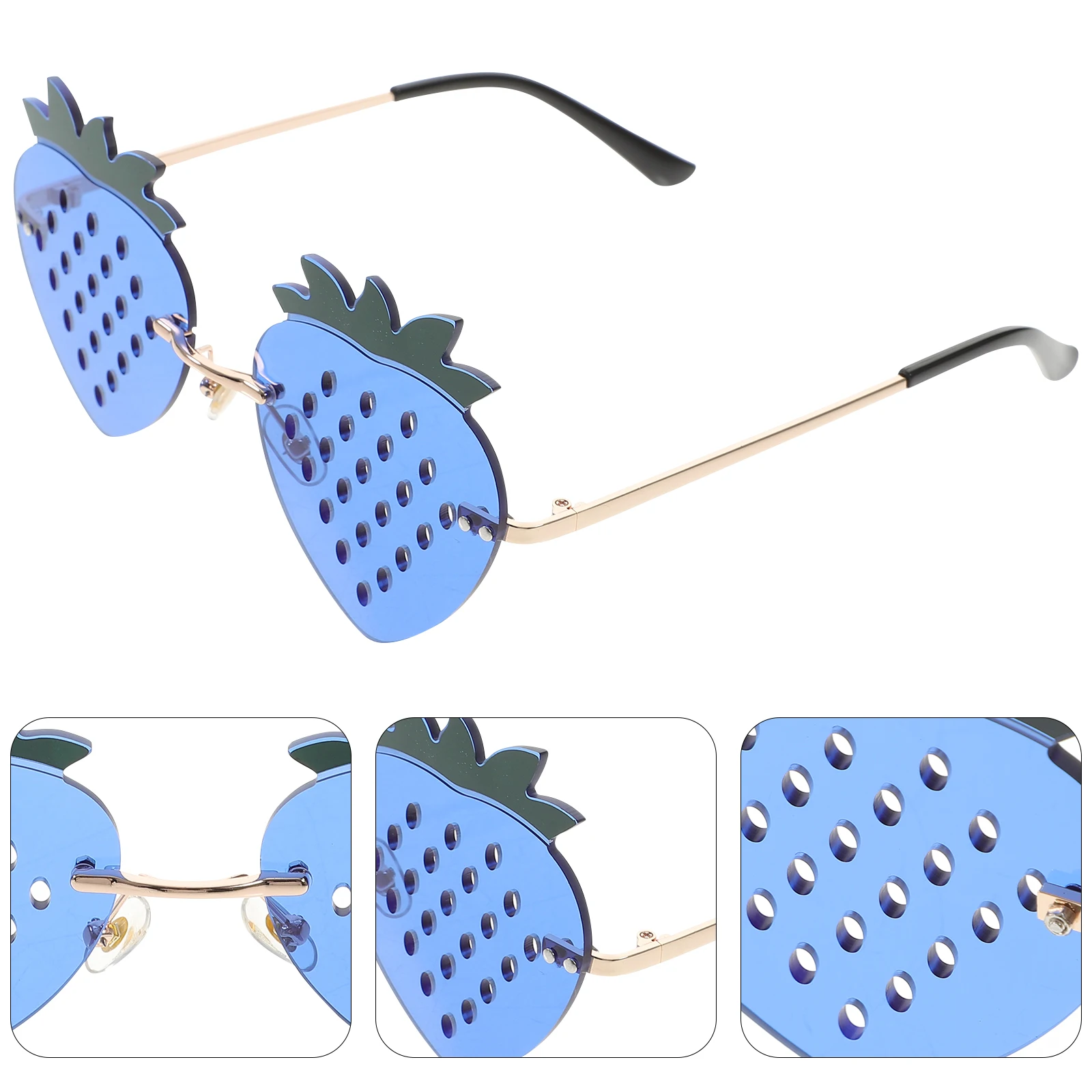 สตรอเบอร์รี่ Rimless แว่นตากันแดด Fun Star Frameless อินเทรนด์ตลก Photo Props Beach Party อุปกรณ์เสริม Cool แฟชั่นสไตล์ฤดูร้อน