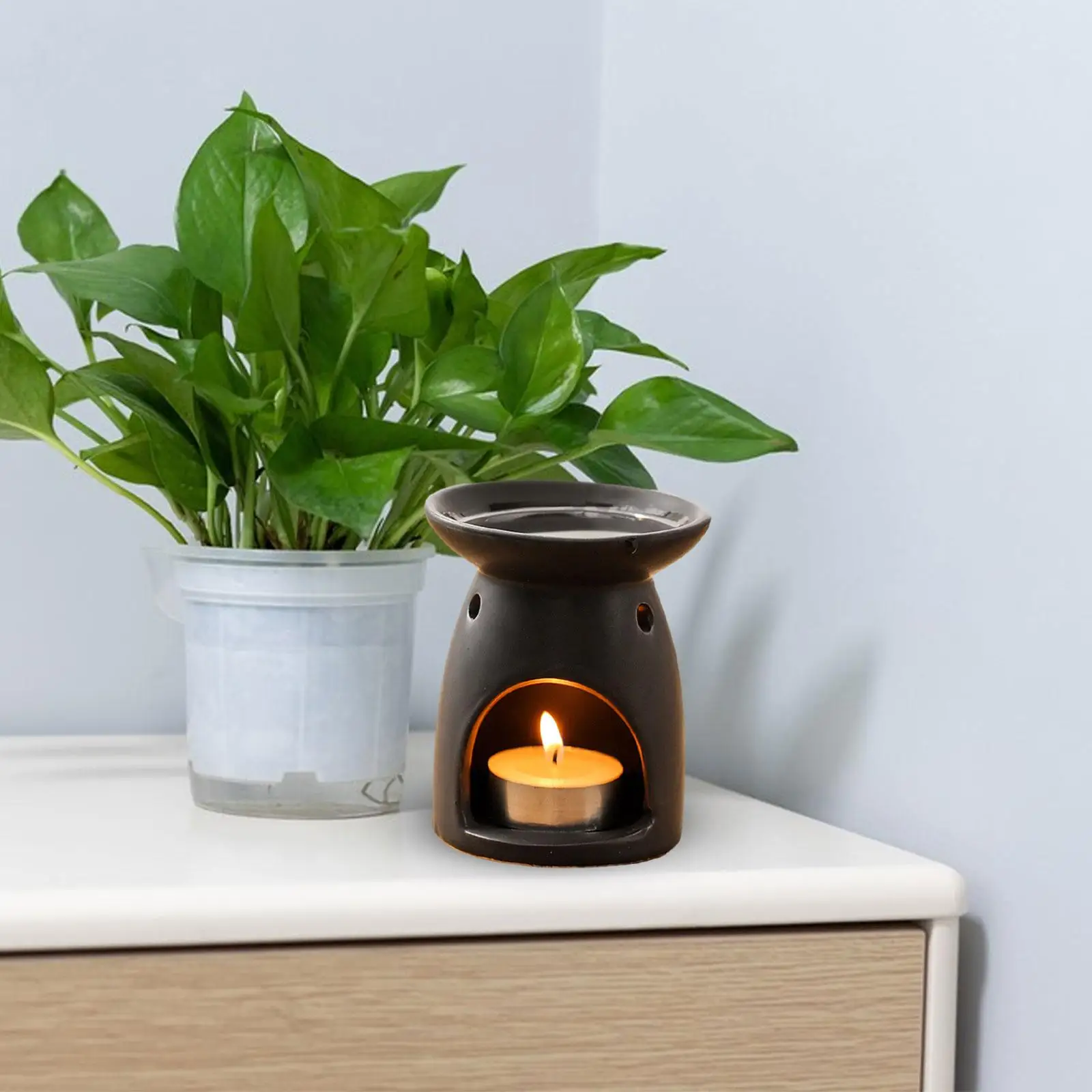 Tealight Holder Essential Oil Burner Home Decoration Warmer Ceramic Essential Oil Burner for Yoga Porch Bedroom Office Garden