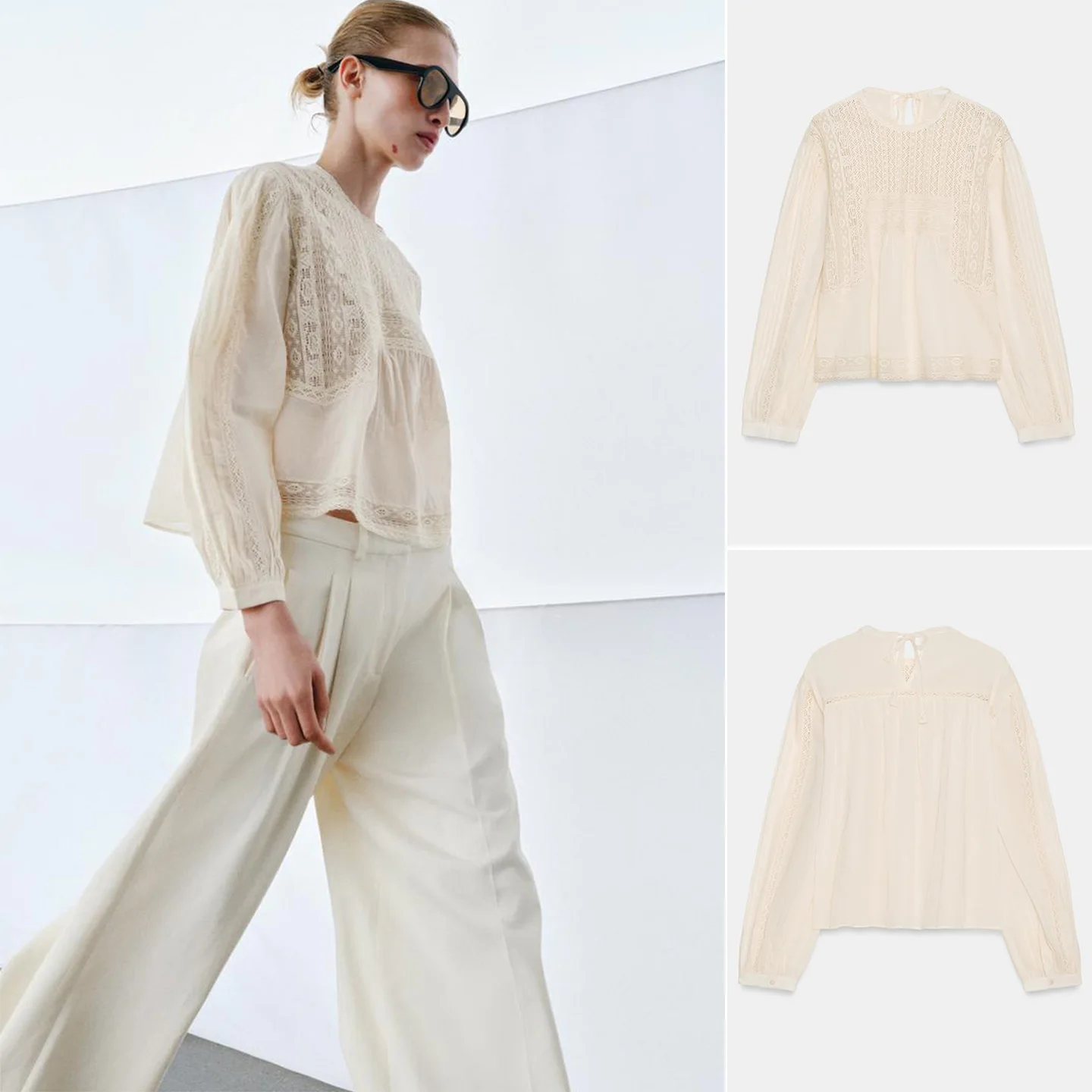 

Весенняя новинка: женская блузка с круглым вырезом, длинными рукавами, вышивкой и бантом, из дышащего полиэфирного волокна.