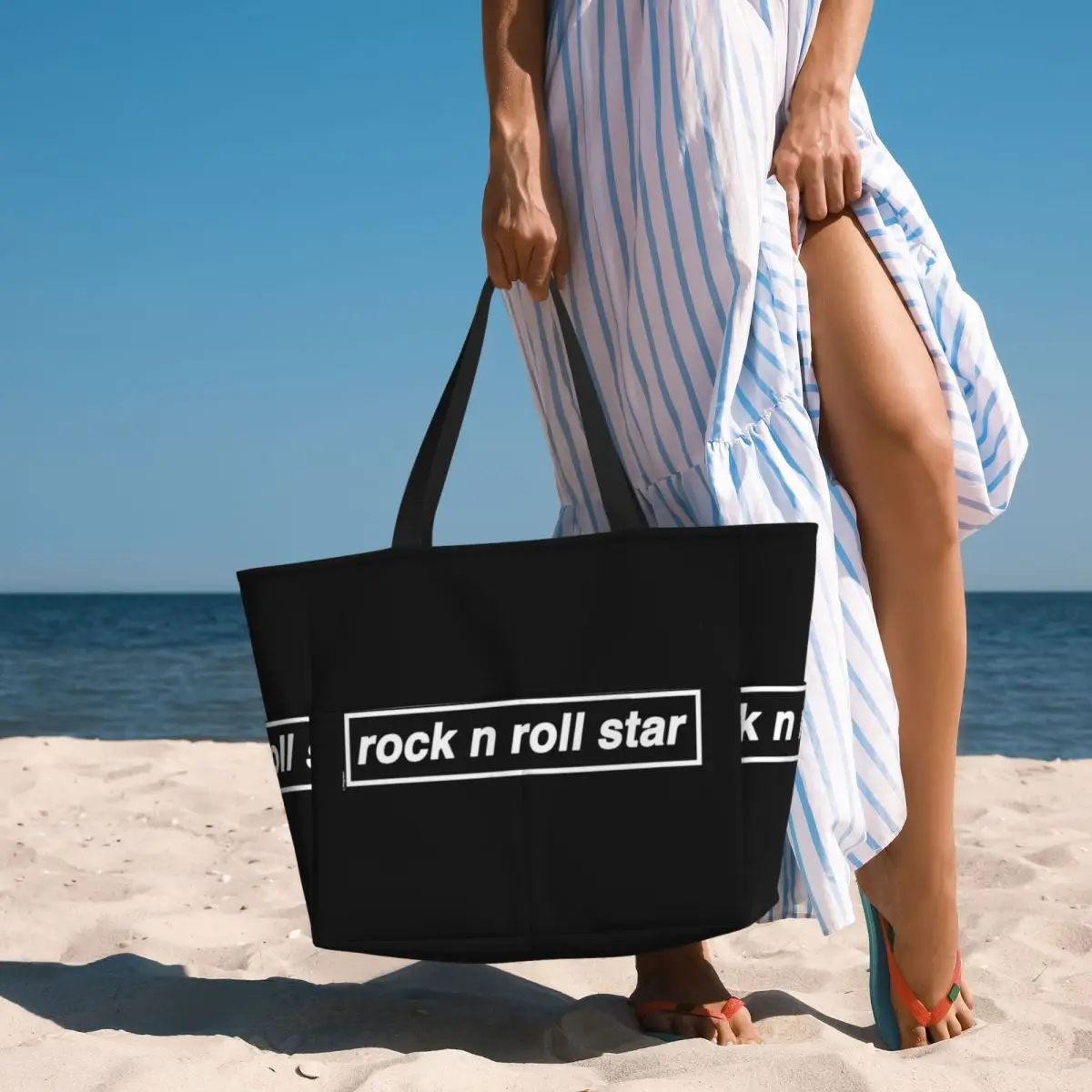 Rock N Roll Star Beach Tote Bag Sport Gym Yoga Duffle Large Tote Bag Women Travel Bag Fitness bag
