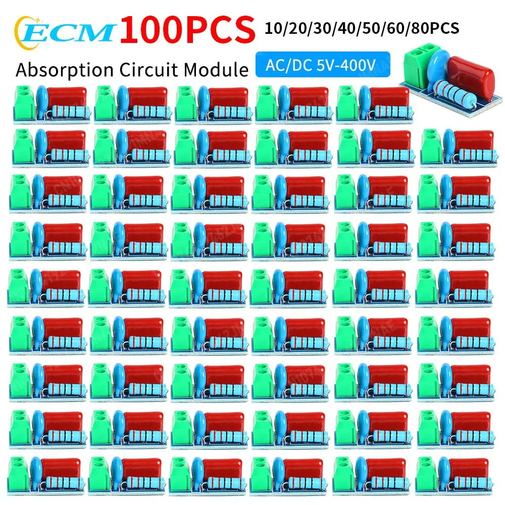 5-100PCS RC Absorption/Snubber Circuit Modules Relay Contact Protection Resistance Surge Circuit Anti-interference Modules