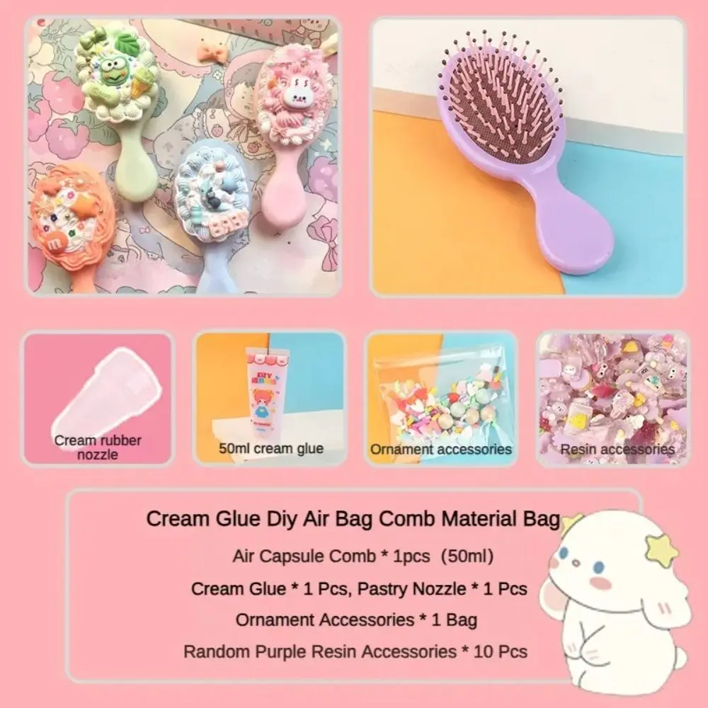 Handgemachte Simulation Creme Kleber Kamm Material Paket DIY Kit DIY Material Pack Set Cartoon Niedlichen Cartoon Luftkissen Kamm