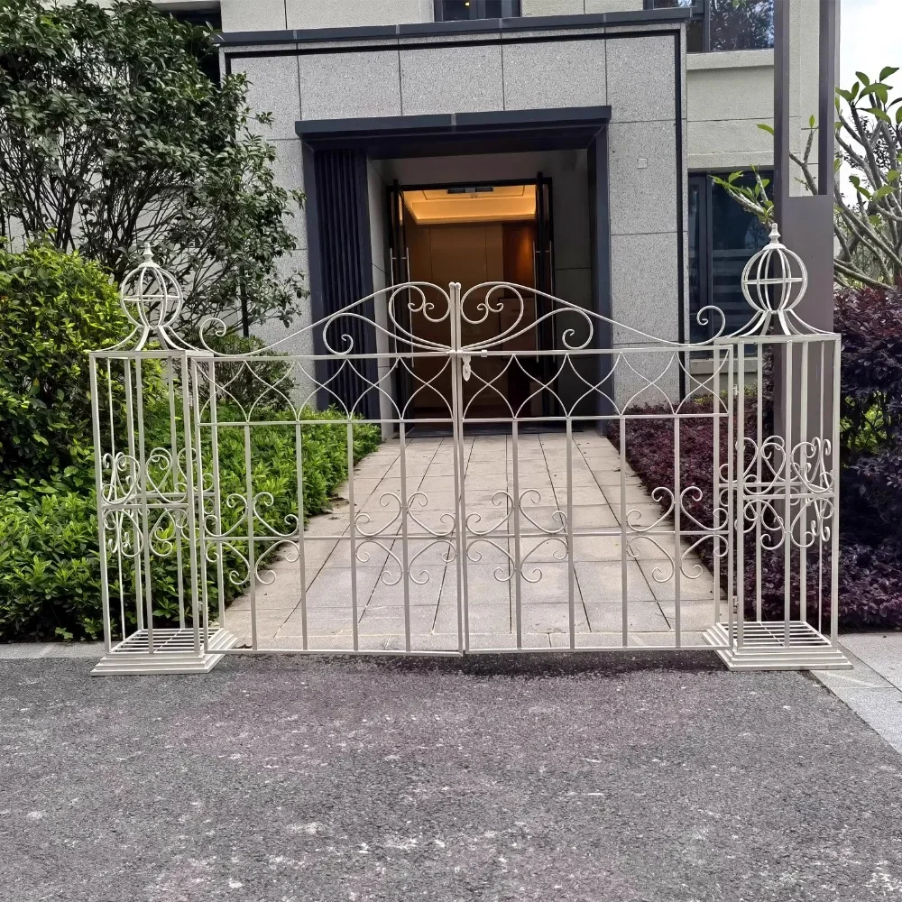 Porta Pátio Estilo Europeu Feita de Ferro Forjado Retro, Porta de Entrada Pátio Velho, Villa Jardim Coluna