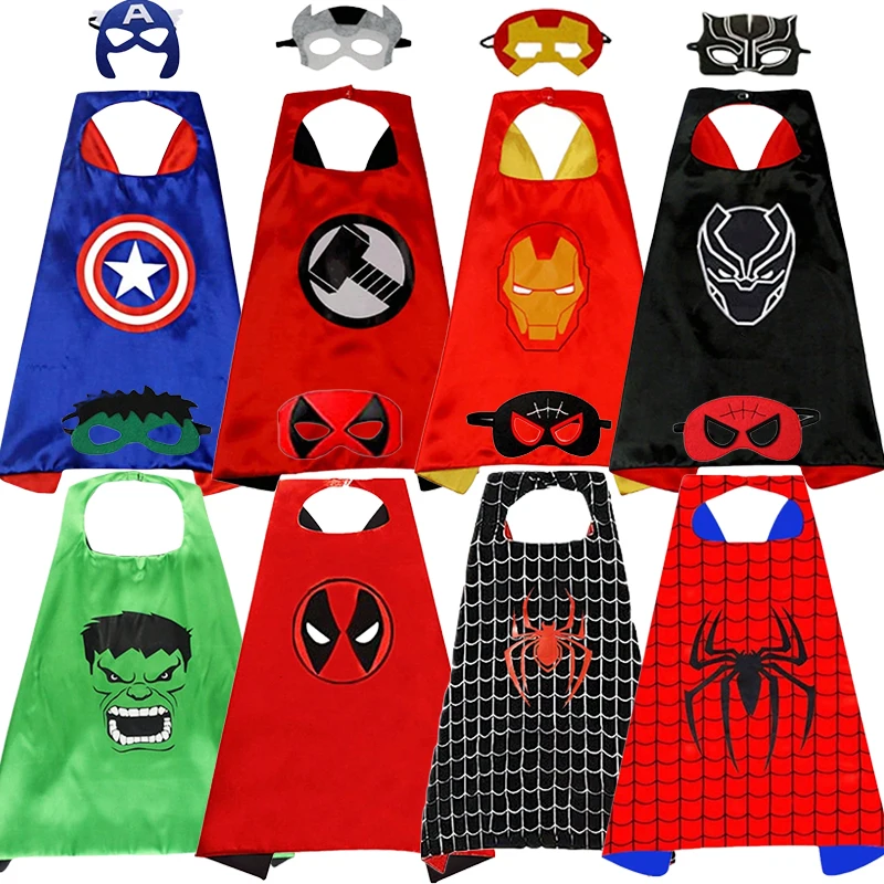 

Накидки супергероев Человек-паук Капитан Америка Железный человек Дэдпул Тор плащ маска костюм день рождения мультяшные накидки реквизит подарки