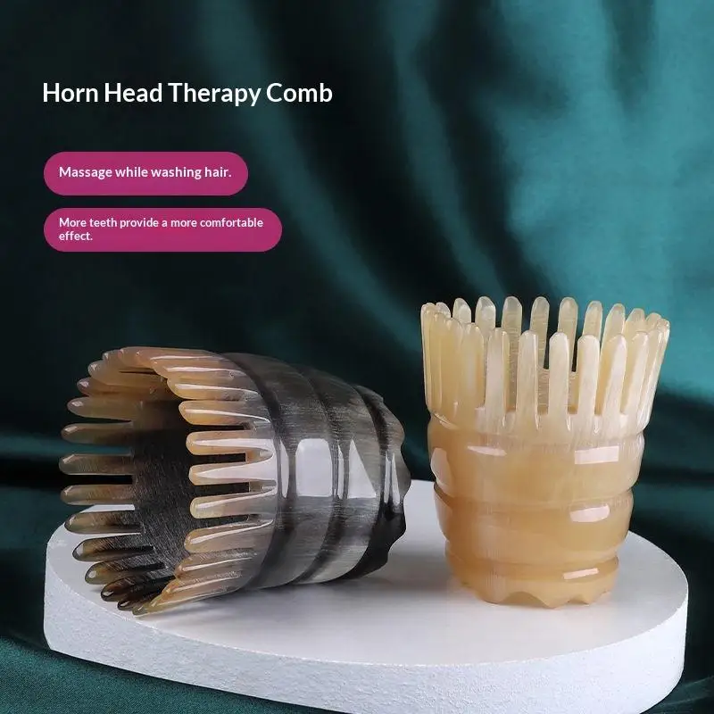 Horn Hair Comb Wide Tooth Design for Scalp and Meridian Cleansing