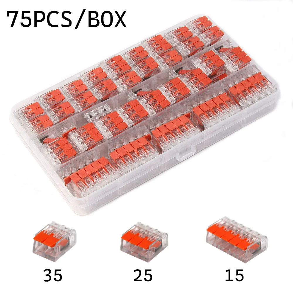 75PCS/Box Wire Connector LED Quick Electrical Connectors Universal Compact Conductor Push-in 2 3 4 5 Pin  Mini Terminal Blocks