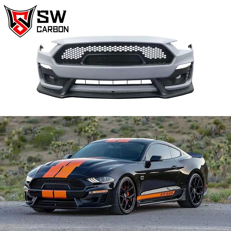 

Передний бампер в стиле Shelby Super Snake для Ford Mustang Coupe, передний бампер, автоаксессуары, решетка, разделитель, комплекты кузова 2018-2021