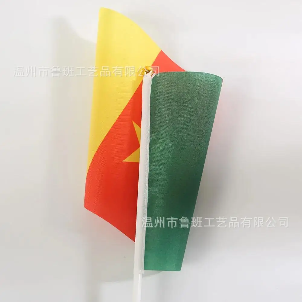SKY FLAG Cameroon Flag 14x21cm 10/20/50/100pcs Cameroon Hand Waving Flags With Plastic Pole