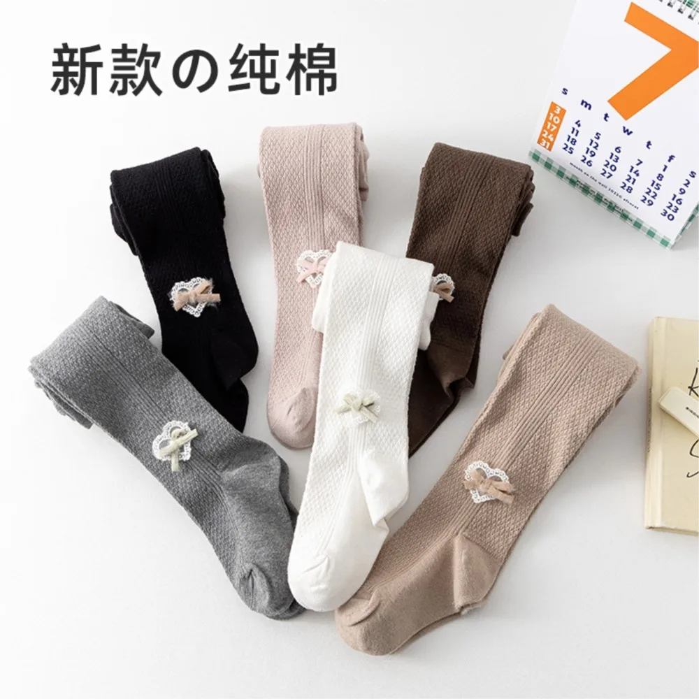 

Girls pantyhose autumn thin combed cotton breathable baby leggings lace little love pantyhose outside.