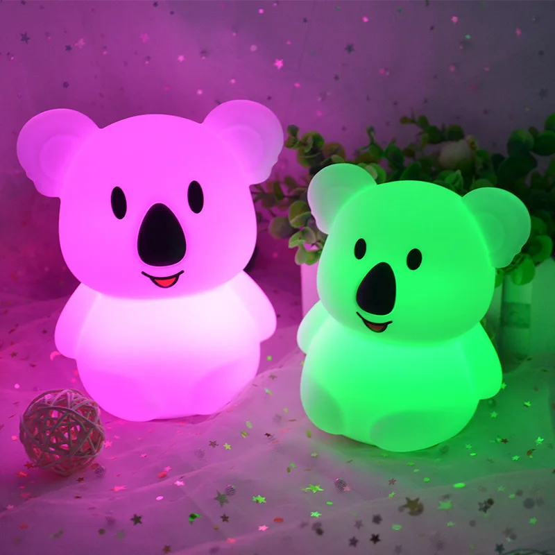 Silicone Animal Night Light Bedroom Nursery Lamp Koala Rabbit LED Night Lamp Touch Sensor Remote Control Light Baby Gift