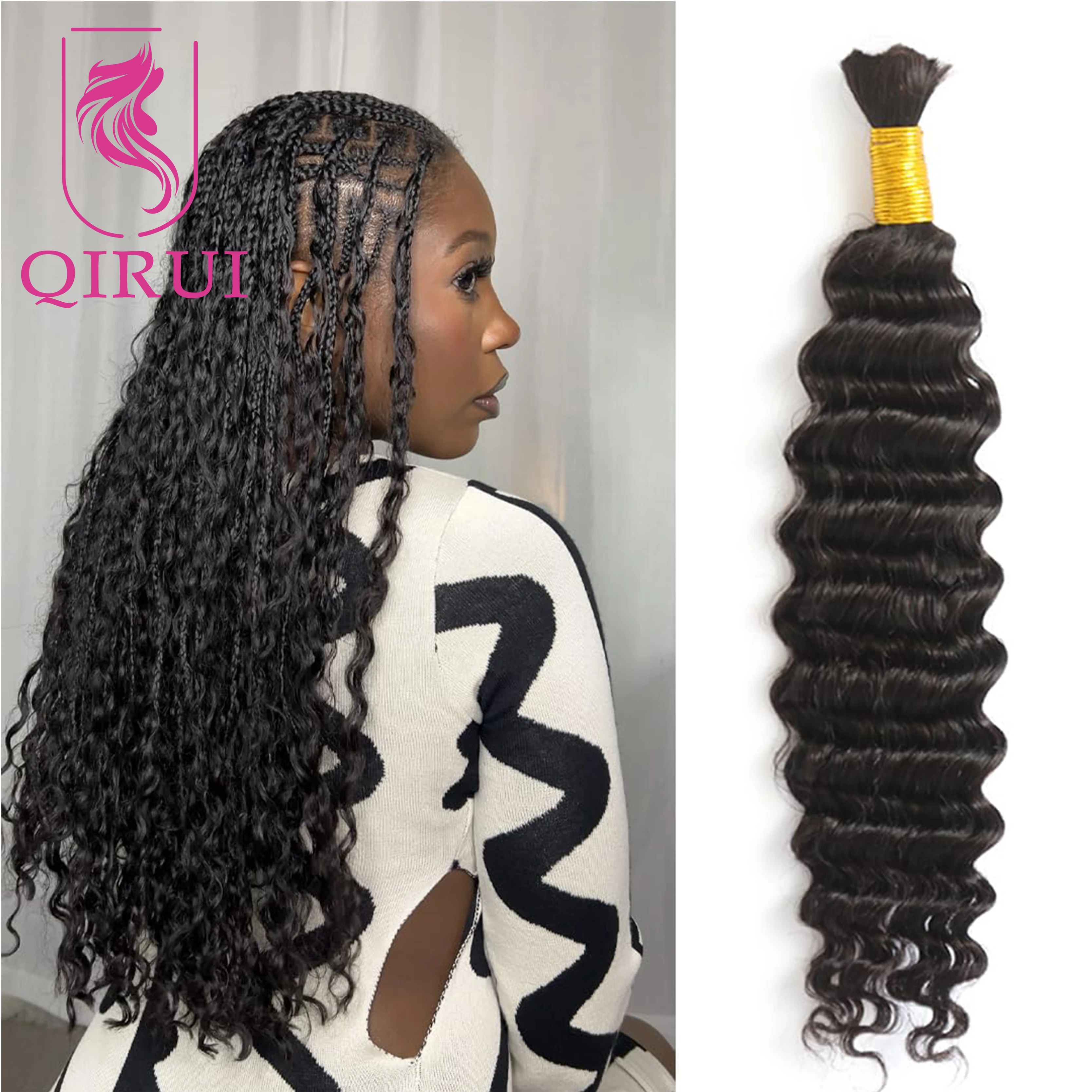 

Глубокие волны, объемные волосы для плетения, наращивание человеческих волос, цвет 4, косы в стиле бохо, человеческие волосы, объемные, двойные, без утка для женщин