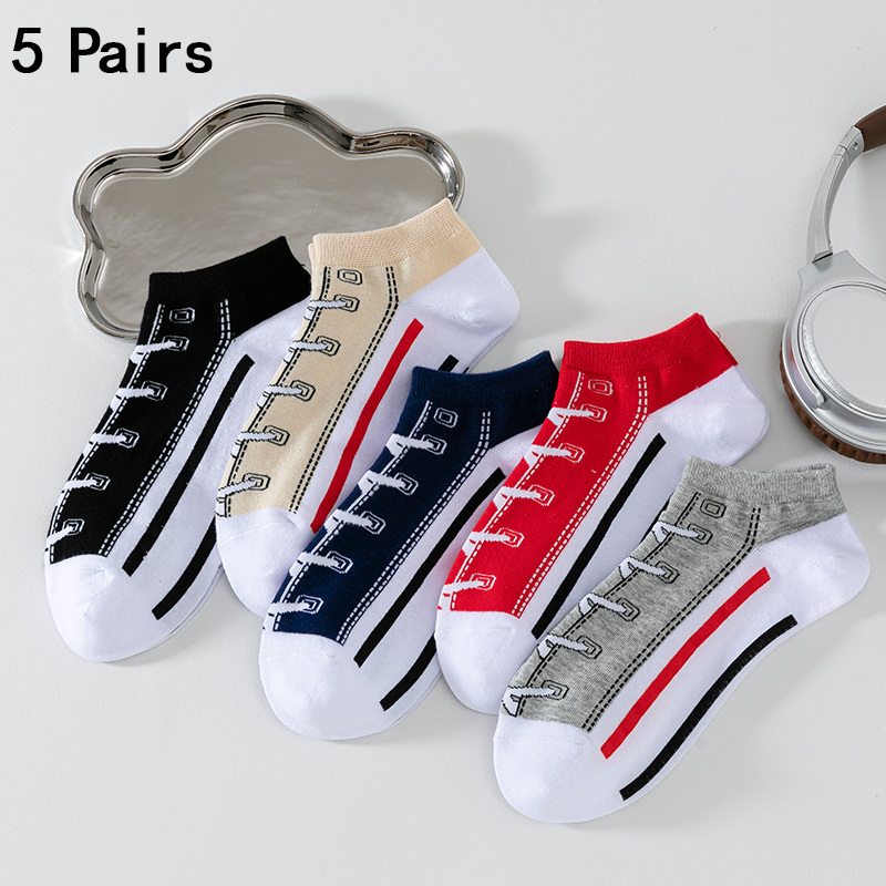  5 pairs of autumn and winter men's sports socks for summer leisure, sweat wicking, comfortable, lightweight, breathable basketba 