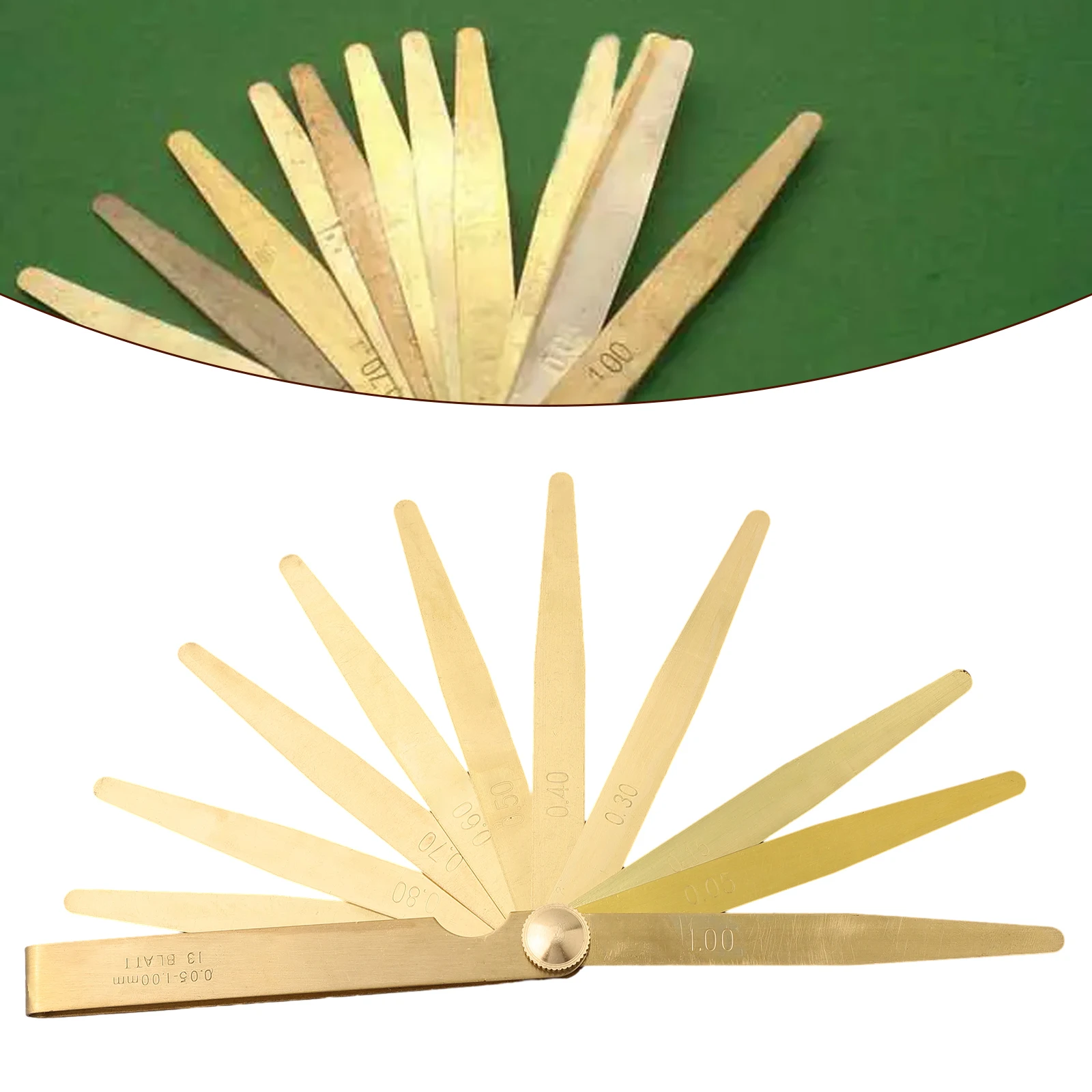 High Precision Feeler Gauge Set with 13 Brass Blades Suitable for Measuring Tappet Clearances and Piston Ring Gaps