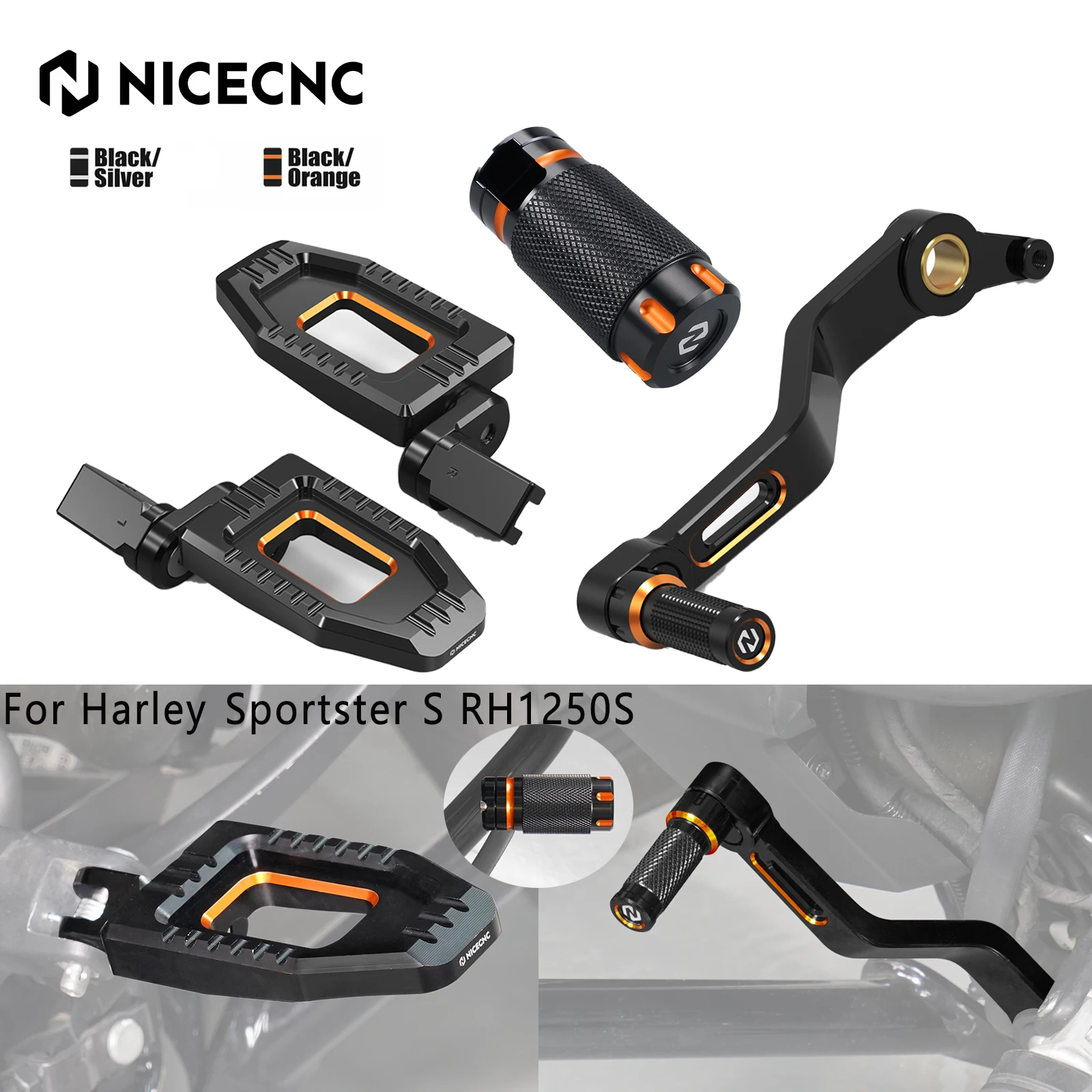 For Harley Sportster S RH1250S 2021-2024 NICECNC Adjustable Rider Footpegs Footrests Gear Shift Lever Rear Brake Pedal Pad