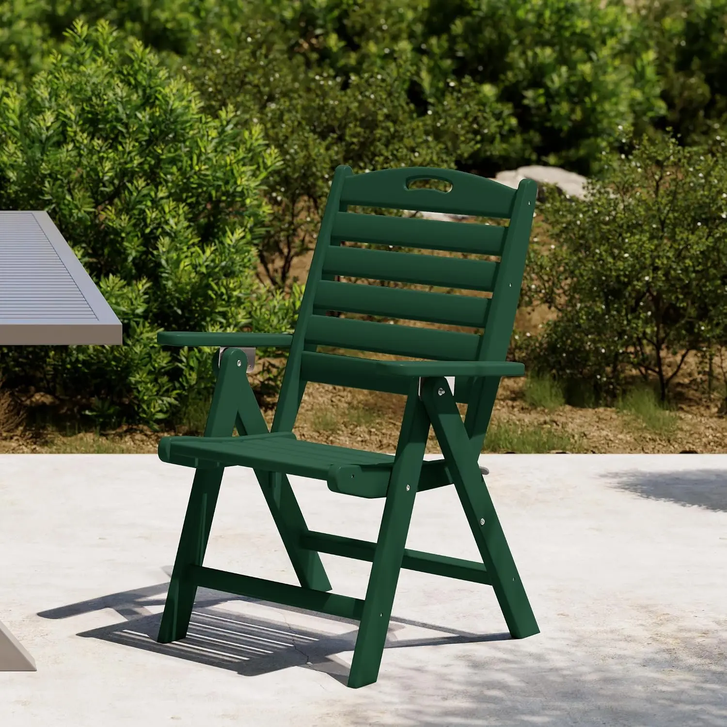 #Adjustable Folding Patio Dining Chair HDPE Armrest Poly Lumber Bistro Chair for Outside Porch Garden, Customized