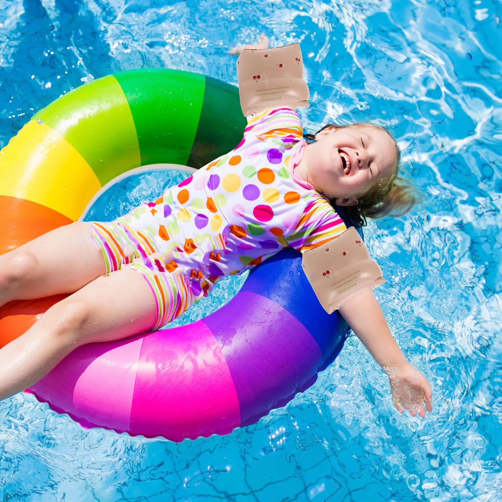 

1 пара детских плавательных нарукавников из ПВХ, регулируемые, удобные, яркие, для игр на воде