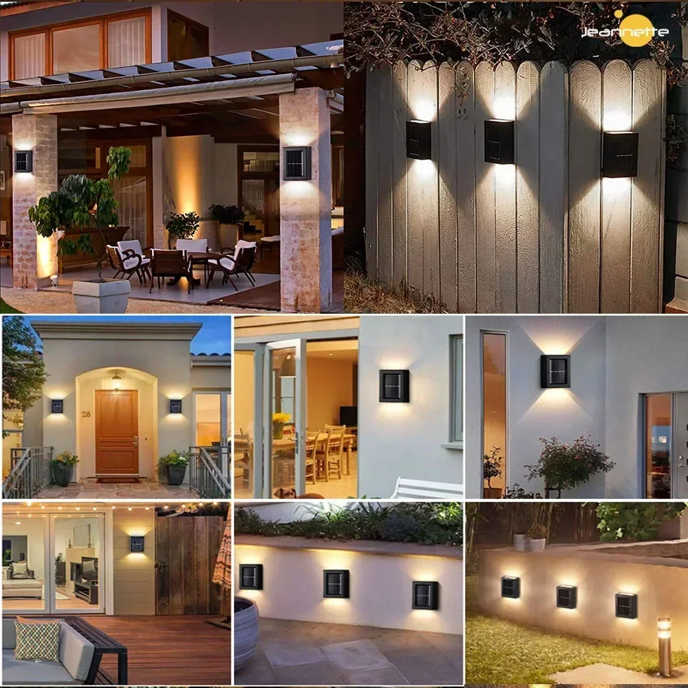 Solar Night Light Outdoor Garden Wall LED Light Waterproof 2LED Up and Down Spot Lights Decorative Courtyard Wall Light