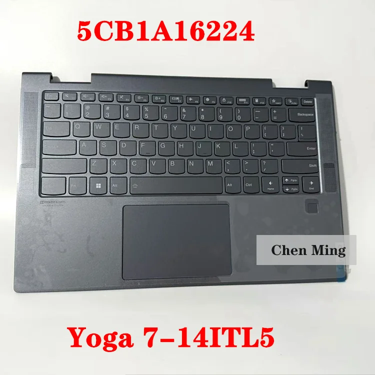 

5CB1A16224 Новый для Yoga 7-14ITL5 82BH C-Cover с клавиатурой и подсветкой, США, английский, серого цвета, сенсорная панель