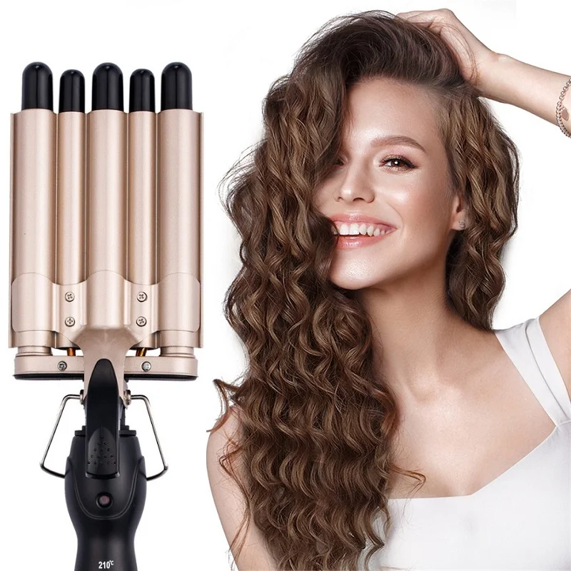 Three-in-one deep and small reversible large and small wave style triple barrel deep hair curler and curling iron
