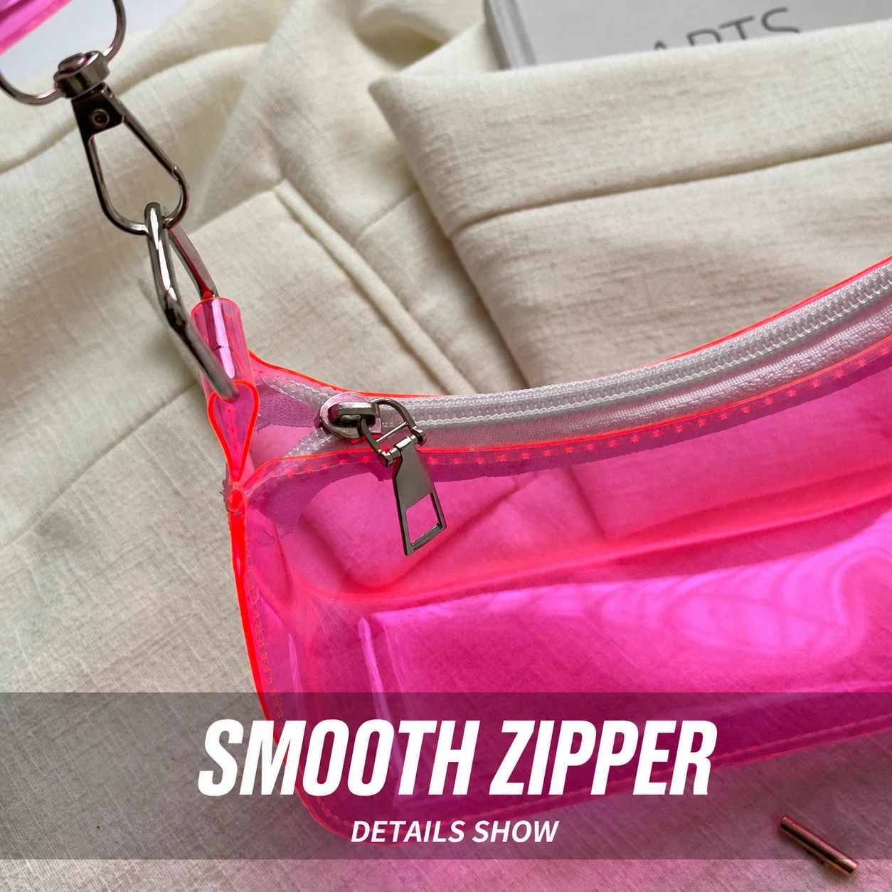 Transparent Jelly Bag Pvc Women'S Underarm Bag Fashion Shoulder Bag Lightweight Candy Color Handbag For Casual Outings Shopping