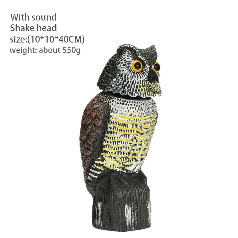 Realistic Bird Scarer Rotating Head Sound Owl Prowler Decoy Protection Repellent Pest Control Scarecrow Garden Yard Repellent