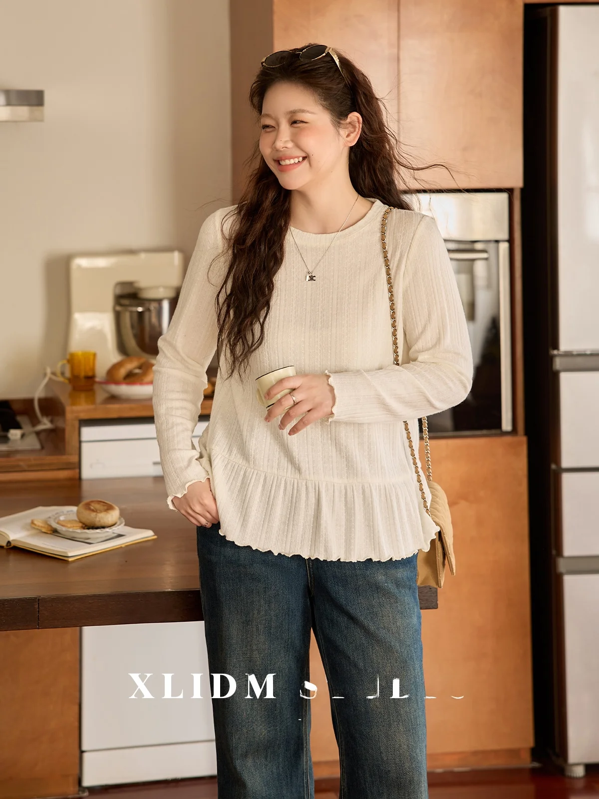 

Женский повседневный топ большого размера Long Sve round Ne с цветочной вышивкой, приятный для кожи топ с высоким воротником на зиму