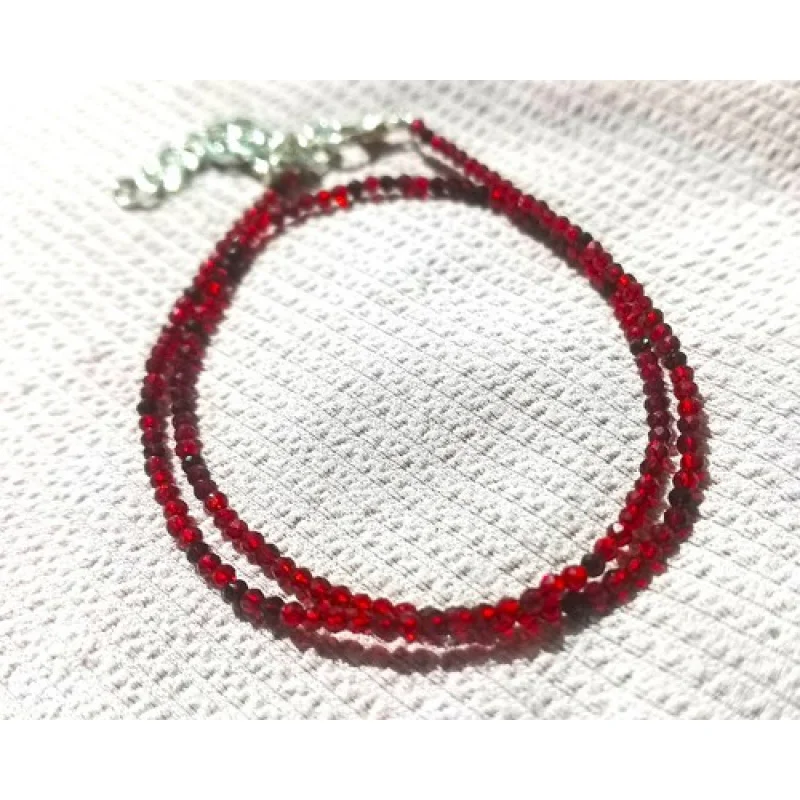 

Crystal Necklace, Red Glass Rondelle Beads, Faceted Beaded