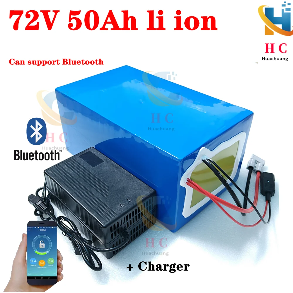 72v 50Ah lithium ion with Bluetooth APP BMS for 5000W 10KW bicycle scooter bike Motorcycle Forklift Crane truck +10A charger