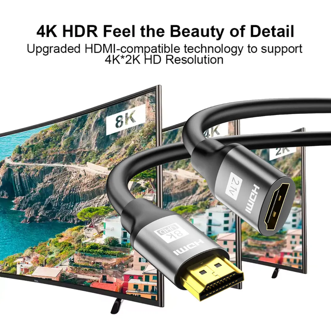 8K 60Hz Extension Cable 4K@120Hz High Speed 48Gbps 2.1 Male To Female Connector For PS5/XBox Laptop HDTV Projec.0.5M/1M/1.5M. - view 4