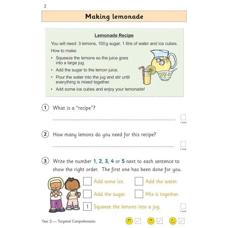 KS1 الإنجليزية السنة 2 قراءة فهم كتاب الأسئلة المستهدفة 1 مع الإجابات كتب CGP 9781782947592