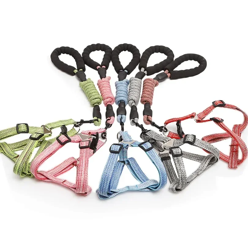 

Dog Harness 1.2M Leash Set for Small Dogs Adjustable Puppy Cat Harness Vest Poodle Chihuahua Pug Outdoor Walking Pet Leash