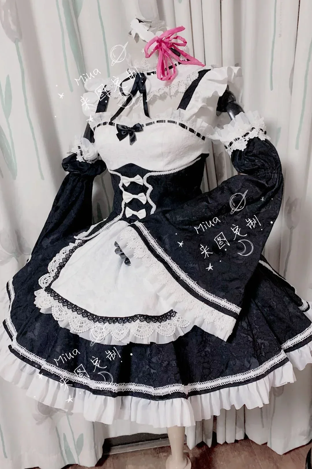 Nuevo disfraz de Anime Maid Rem, disfraz de Re:Zero INFINITY, vestido de Cosplay blanco y negro para niñas y mujeres, conjunto de juego de fiesta hecho a medida