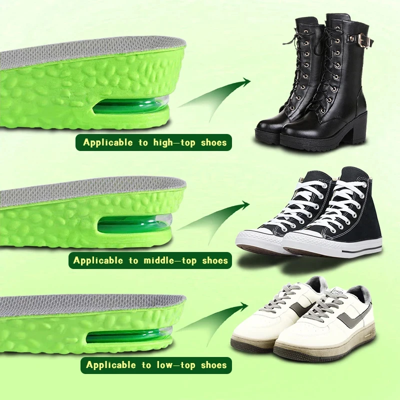 New Height Increase Insole for Men Growing Sole Shoes Insoles Unisex Quality Sports Air Shock Absorbing Anti-Odour Shoe Pads