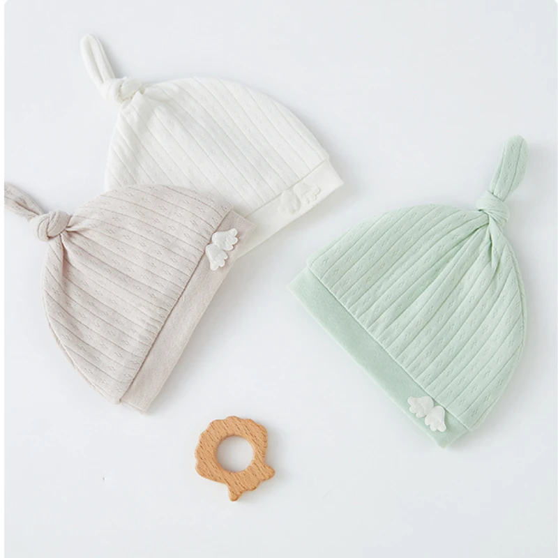 Newborn Beanies Hat Cap Solid Knotted Hats for Babe Boys Girl Unisex 0-6 Months Infant Soft Baby Accessories