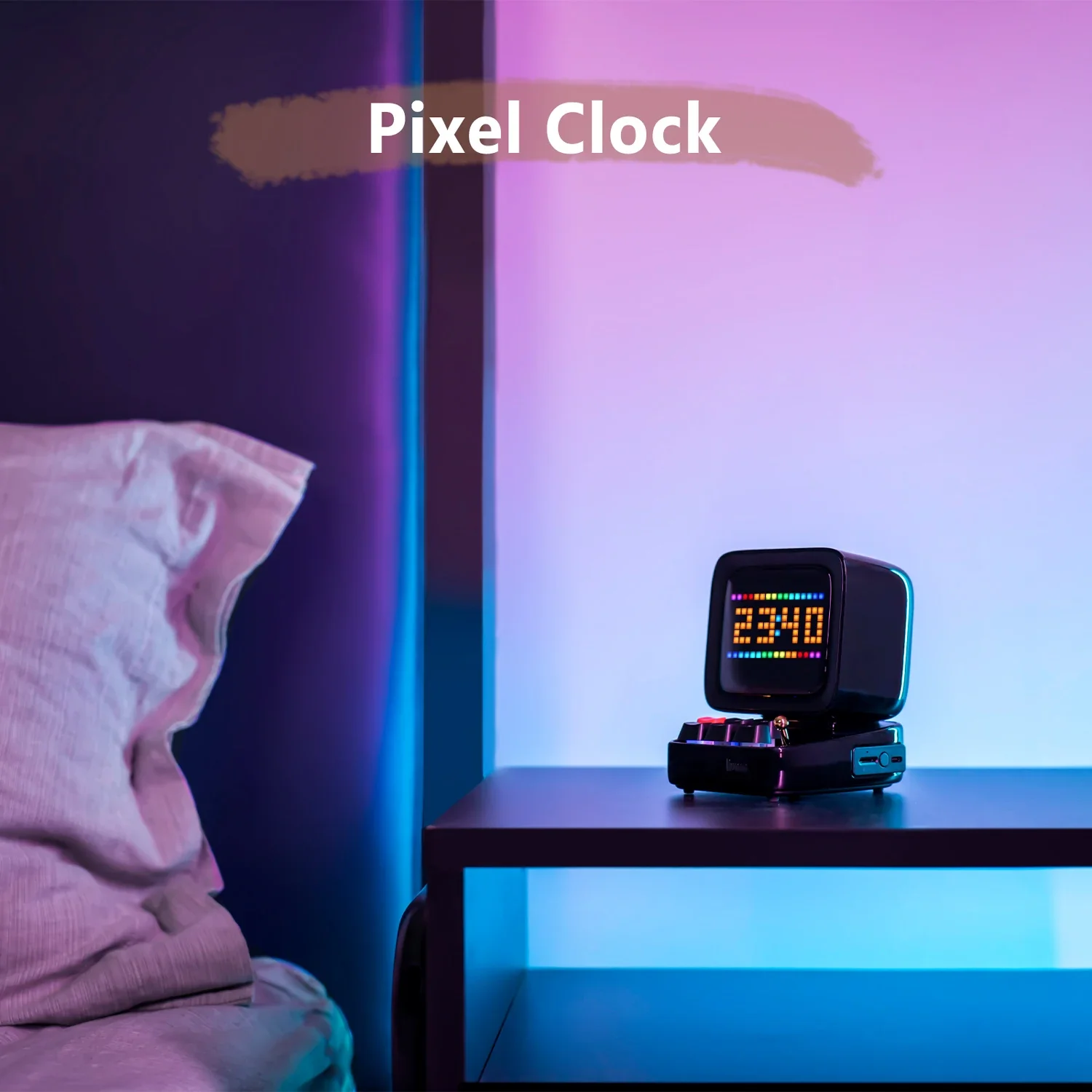 Ditoo Retro Pixel Art Speaker Alarm Clock, Portable DIY LED Display Bluetooth Speaker, Home Decor Light Birthday Gift