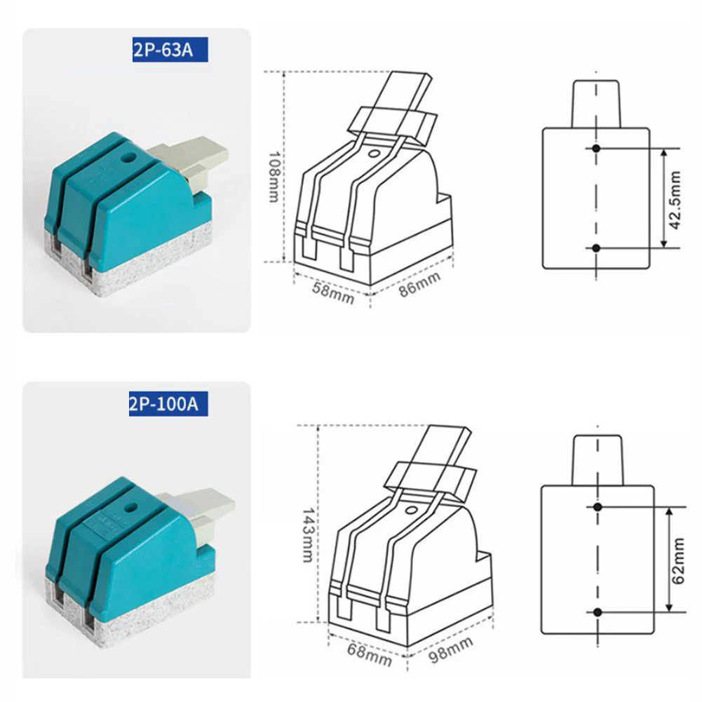 2P 63A and 3P 100A Single Throw Isolation Switches for Domestic and Light Commercial Applications 380V Rated Copper Body
